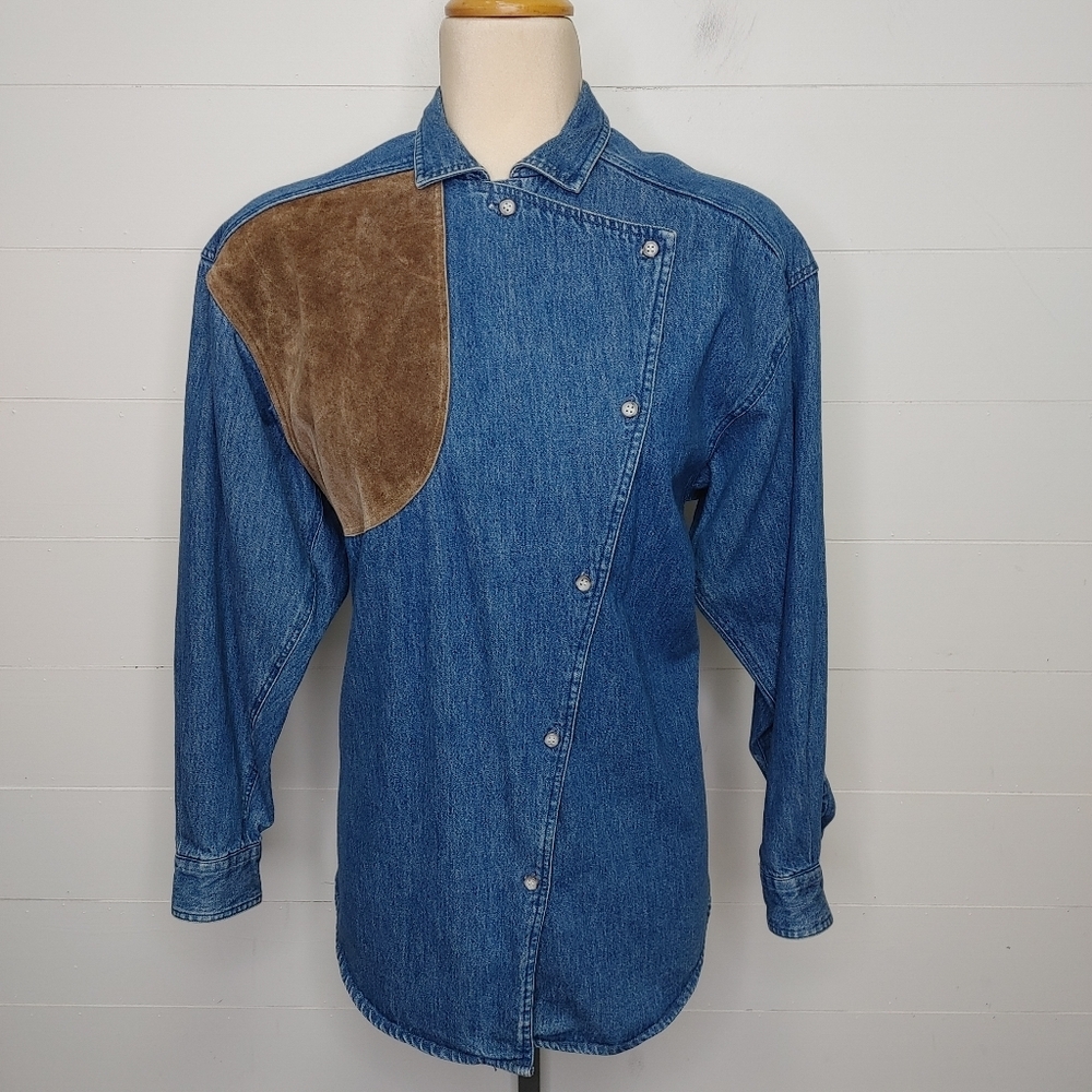 Vintage Ruff Hewn suede and denim shirt size M